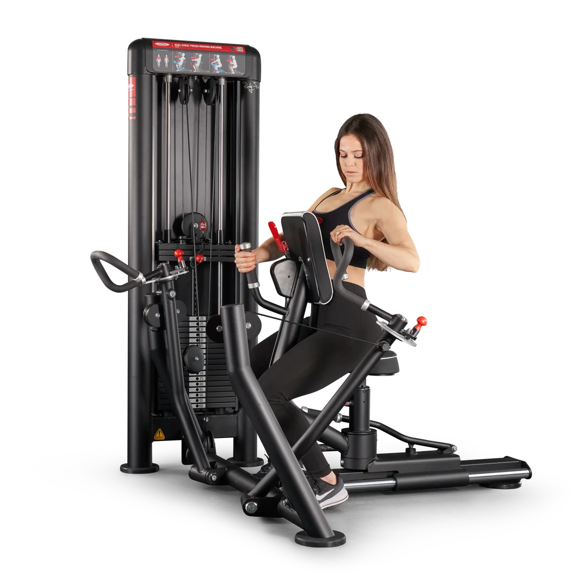 Dual chest press | rowing machine convergent view 11
