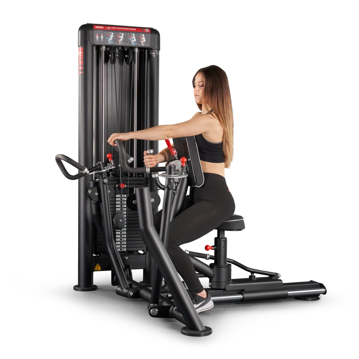 Dual chest press | rowing machine convergent view 12