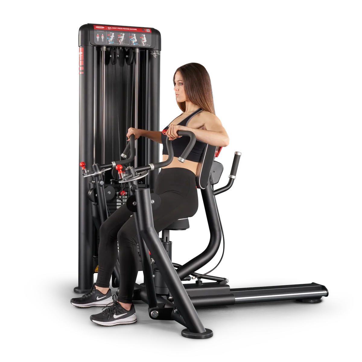 Dual chest press | rowing machine convergent view 3
