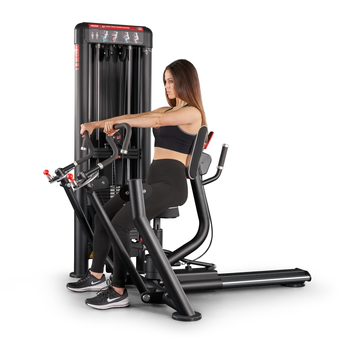 Dual chest press | rowing machine convergent view 4