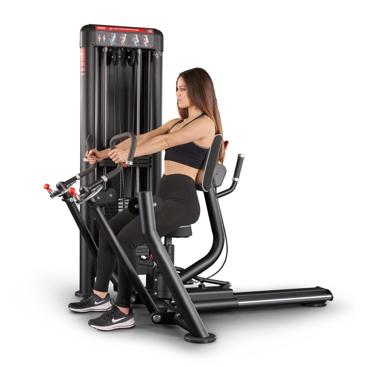 Dual chest press | rowing machine convergent view 5