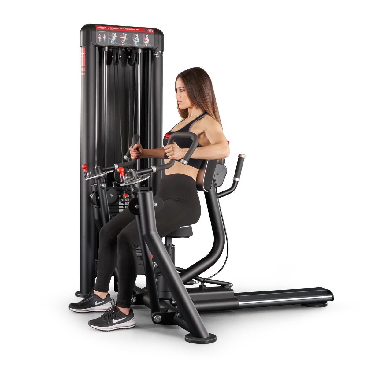 Dual chest press | rowing machine convergent view 6