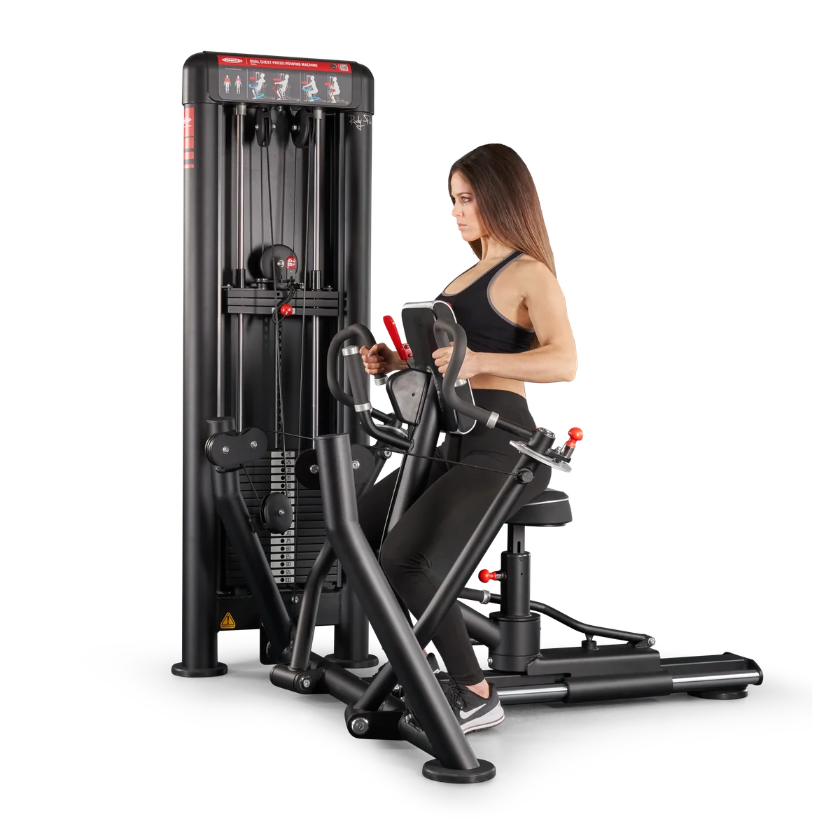 Dual chest press | rowing machine convergent view 7