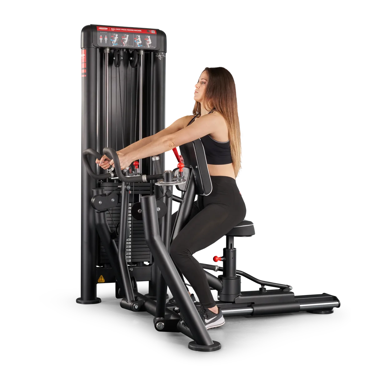 Dual chest press | rowing machine convergent view 8